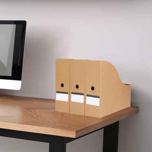 35 pack Cardboard Magazine File Holder Organizer, Foldable Magazine Storage Box Holder Document Rack Desktop File Organizer for School, Office and Home (10.12 x 3.78 x 10.43 Inches, Brown)