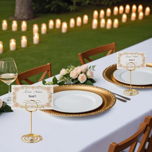 Willizter Gold Table Number Holders Set of 20 Spiral Base Card Stands
