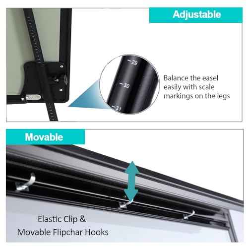 Dry Erase Easel 36" x 24", Height Adjustable Magnetic White Board with Tripod Stand, Office Presentation Board with 25 Sheets Flipchart Paper Pad, Magnets & Eraser, Black