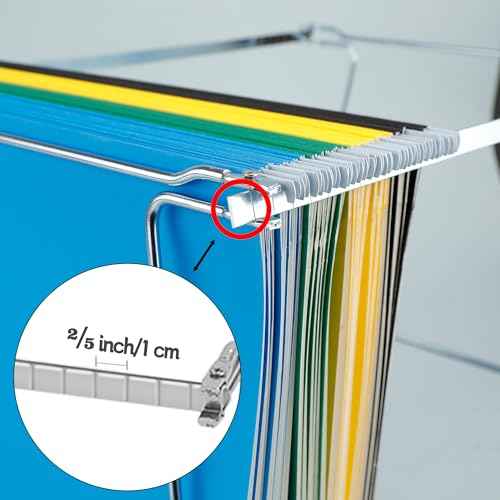 2 Packs Hanging File Folder Frame,Heavy Duty Steel Hanging File Organizer,File Cabinet Rails,Adjustable 11 to 17.4 Inches,Mountable
