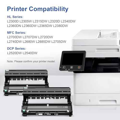 Compatible Drum Unit Replacement for Brother DR-630 DR 630 DR630 Drum Unit Compatible with DCP-L2520DW DCP-L2540DW HL-L2300D HL-L2305W HL-L2320D HL-L2340DW HL-L2680W Printer - 2 Pack