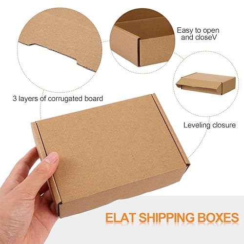 Qilery 100 Pcs Shipping Boxes Cardboard Gift Corrugated Cardboard Brown Boxes Mailer Packaging for Mailing Small Business Present (5.91 x 3.94 x 1.57 Inches)