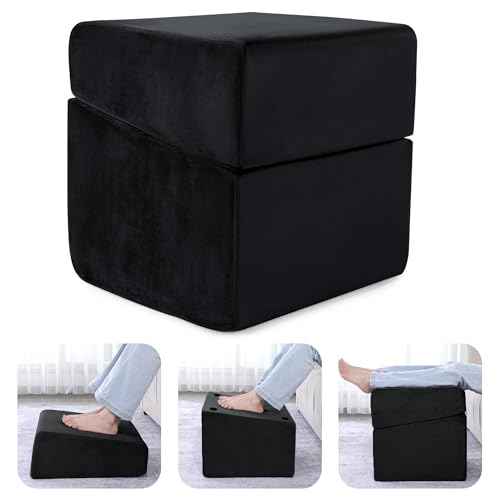 ROYALAY Adjustabl Foot Rest Under Desk for Office, High-Density Foam Foot Rest with 3 Adjustable Heights, Ergonomic Footrest with Washable Cover for Home, Airplane, Travel(16 * 14.5 * 17in, Black)