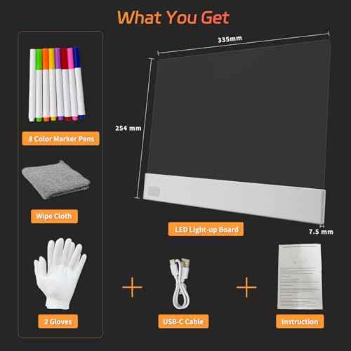 LED Note Board with Highlighters, Lumiboard Led Drawing Board with 3 Modes & 5 Colors, Doodle Glow Drawing Board, Led Drawing Board, Light Up Writing Board, Lumiboard for Kids, 13.18"X10"