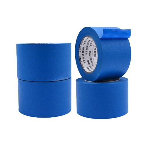 Made in USA Blue Painter¡¯s Tape - 3 inch x 60 yds. (4 Pack) Thick & Wide Masking Tape for Safe Wall Painting, Building, Remodeling, Labeling, Edge Finishing