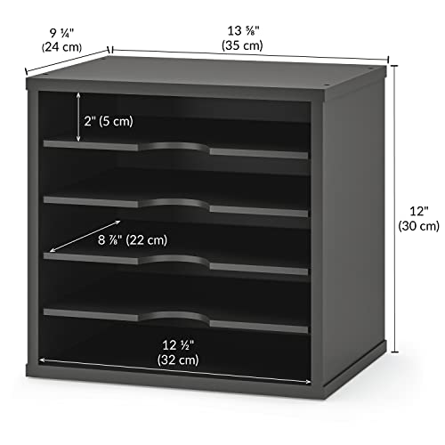Black 5-Tier Wooden Desk File Organizer with Adjustable Shelves – Ballucci