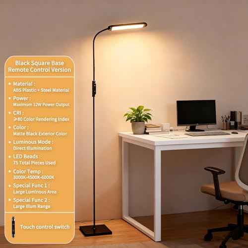 LED Floor Lamp for Living Room Lash Light for Eyelash Extensions Lash Lamp Stepless Adjustable 3000k-6000k Colors & Brightness Standing