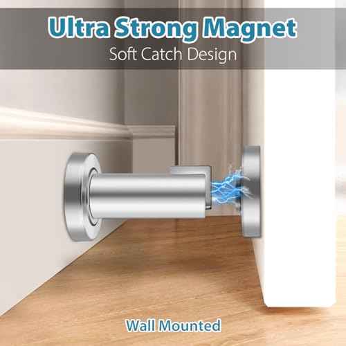 Door Stops 4 Pack, Magnetic Door Stoppers, Heavy Duty Magnetic Door Stop, Stainless Steel Door Catch, Holder Your Door, Modern Door Stopper Wall Floor Mount Door Holder, Brushed Nickel