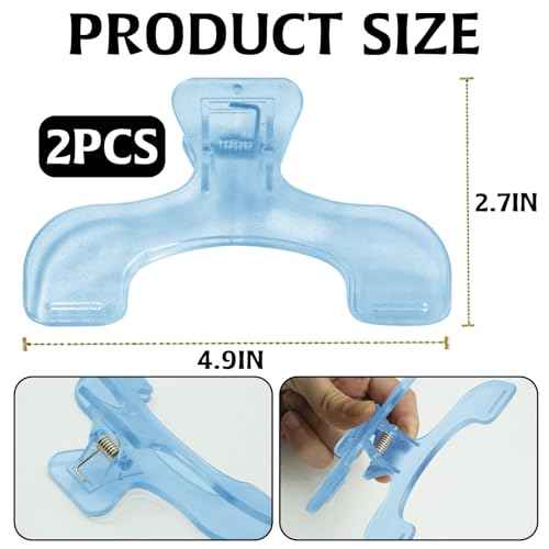 2Pcs Strong Book Clip Transparent Blue Book Page Holder Clips, Page Holders Book Reading Opener Accessories, Multifunctional Practical Book Clips Transparent Portable Reading Book Page Holders