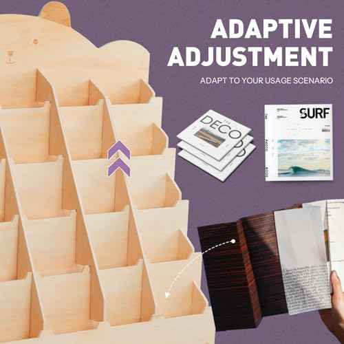 Wooden Sticker Display Stand with 25 Curved Pockets for 4'' Stickers and Brochures, Ideal for Small Business Supplier Events and Trade Shows (Extra Large)