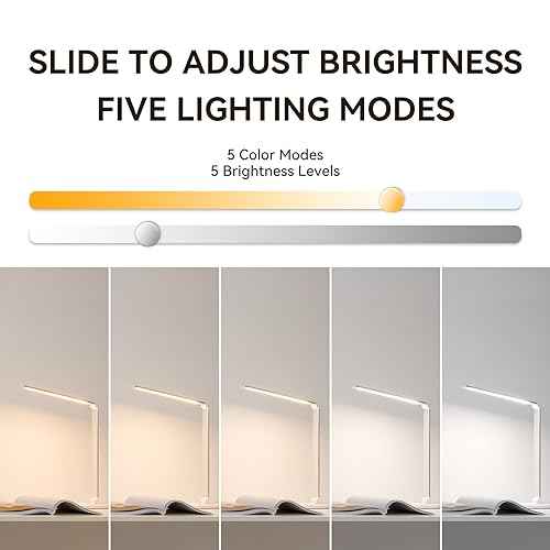 LED Desk Lamp with USB Charging Port, Dimmable Eye-Caring Reading Light for Home, Office, Study Room, Touch Control, Auto Timer, 5 Lighting Modes & 5 Brightness Levels Table Lamp