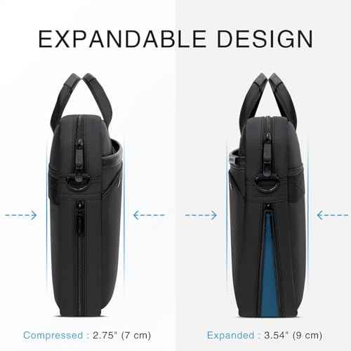 RAINYEAR 15.6 Inch Laptop Bag Laptop Shoulder Bag for Men, Expandable Waterproof Laptop Messenger Bag Large Capacity Computer Laptop Briefcase with Pockets for Travel Business Work Office, Black