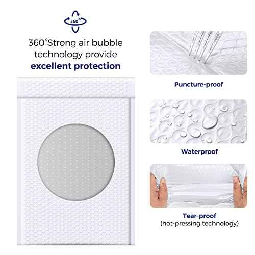 Fuxury White Bubble Mailers 10.5x16 Inch 25 Pack, Self Seal Padded Envelopes Waterproof Shipping Bags, Padded Mailers, Bubble Bags for Mailing, Packaging, Small Business, #5