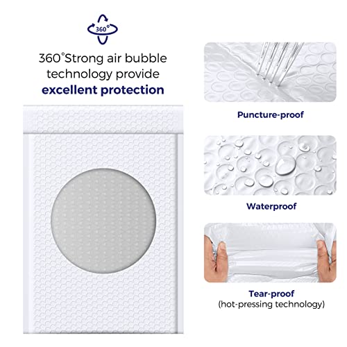 Fuxury White Bubble Mailers 10.5x16 Inch - Pack of 25 Self Seal Padded Envelopes
