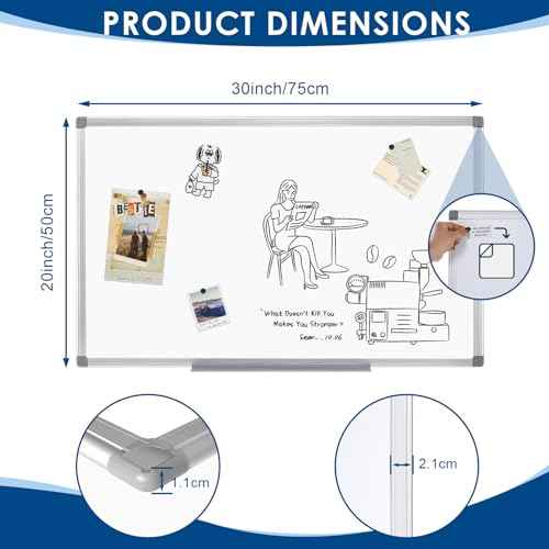 SWANCROWN Magnetic White Board 30 x 20 Inches Dry Erase Board, Hanging Whiteboards for Door, Office, Home, Dorm- Teachers/Students/Family