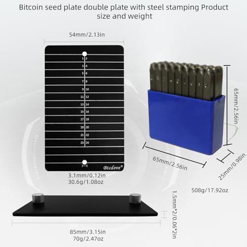 Titanium Seed Phrase Storage Plates ? Dual Plate Design with Steel Stamps & Metal Workbench, Anti-Tamper Security Solution