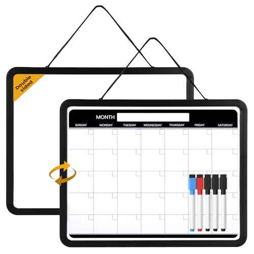 Small Monthly Whiteboard Calendar for Wall, Mini 11" x 14" Dry Erase Board with Plastic Frame, Hanging Dry Erase Calendar for Kitchen Planner, Home, Office