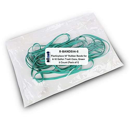 Plasticplace 14" Rubber Bands for 6-10 Gallon Trash Cans – Heavy Duty Green (5 Pack)