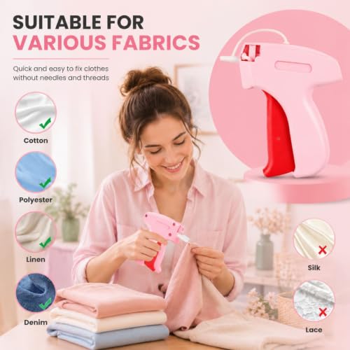 Stitch Gun Pink A - Quick Clothing Fixer Tagging Gun by Jasunet, Includes 2000 Fasteners