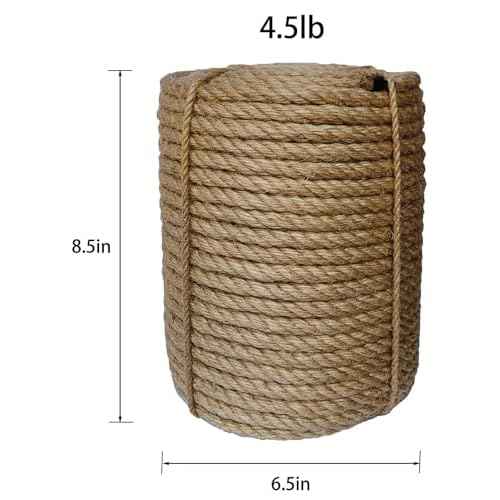 Jute Rope 10mm, 164 Feet 4.5lb Thick Garden Jute Twine String for DIY Cat Scratcher, Gardening, Bundling and Wall Hanging Craft Decorative (Brown)