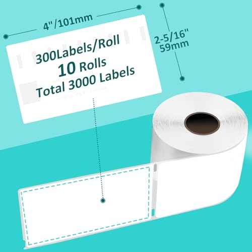 L LIKED 10 Rolls 2-5/16" x 4" Thermal Shipping Labels, Perforated Line, Compatible with Rollo, Zebra, Jadens, Nelko, Munbyn, Phomemo Desktop Printers and Dymo 30256 Replacement (3000 Labels)