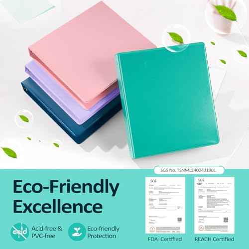 BinderX Extra Durable 3 Ring Binder, Round Rings 1 Inch Binder, Fits 175 Sheets of 8.5x11 Paper, Customizable View Cover with Inside Pockets, Cute 1" Binders, 1 Inch Binders 3 Ring, Pink