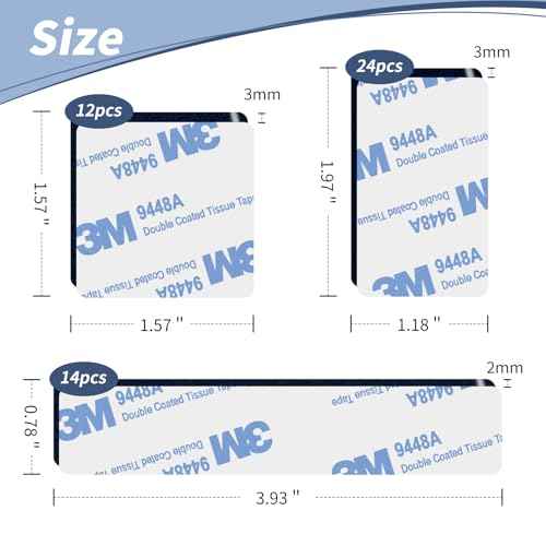 Super Sticky Double Sided Adhesive Pads,3mm Foam 50Pcs, Strong Double-sdied Sticky Foam Tape,2 Sided Way Black Rectangle 3.36" ,Removable Double-sided Mounting Tape ,Heavy Duty Sticky Pads for Walls