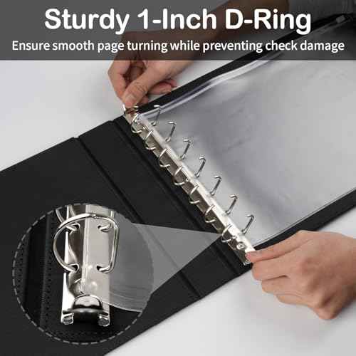 Professional 7 Ring Business Checkbook Binder, Premium PU Leather Organizer for 3-On-A-Page Checks, Perfect for Business and Personal Finances, Fits 9x13 Inch Sheets, 600 Check Capacity
