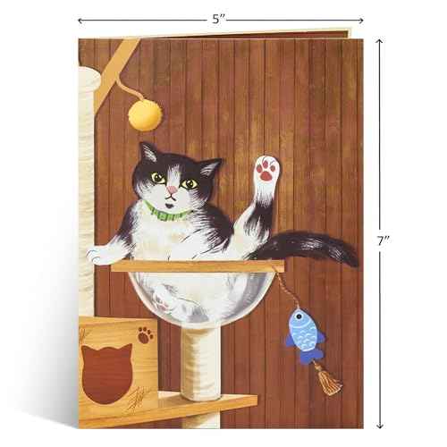 Cat Tree Pop Up Card, Funny Cats, 3D Greeting Card, Gifts for Birthday, Valentines day, Mothers Day, Fathers Day, Cat Person, 5x7 - Includes Envelope And Message Note
