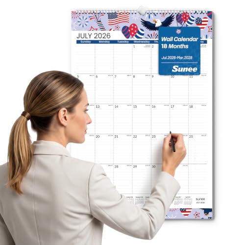 SUNEE 2026-2027 Large Wall Calendar - 21 Months Jul 2026-Mar 2028, 15.5 x 22.75-Inch Seasonal Planning