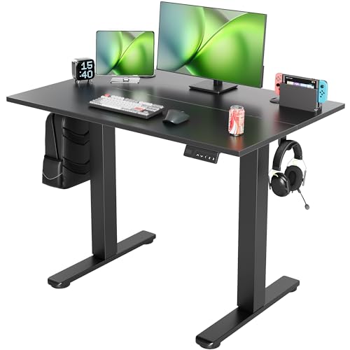 Dark Black Seang Electric Standing Desk 40x24 Inch Adjustable Height Sit-Stand Workspace