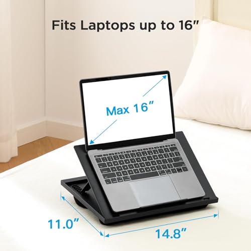 HUANUO Black Adjustable Laptop Desk with 8 Tilt Angles for 15.6" Notebook