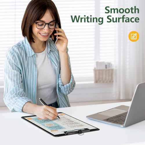 2 Pack Black Clipboard with Pen Holder, 8.5 x 11 Plastic Clip Boards with Black Low Profile Clip, Letter Size for Classroom, Teacher, Students, School, Office Supply