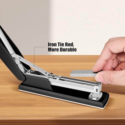 Stapler 25 Sheet Capacity with 1000 Staples and Staple Remover - Staplers for Desk, Non-Slip Office Stapler with Staples for Office, Black