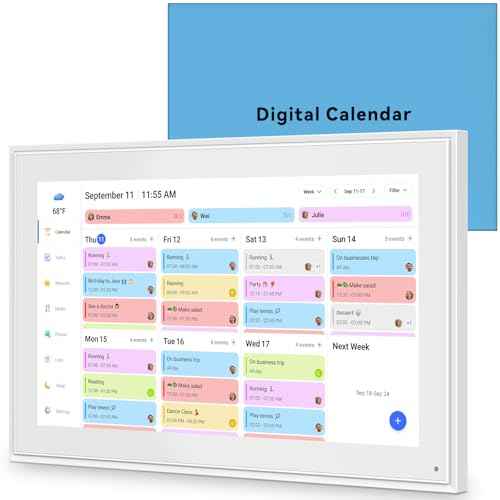 15.6 Inch Digital Calendar Wall Touchscreen&Chore Chart, 32GB Electronic Calendar+ Smart Family Planner, 1920*1080 HD Interactive Display For Your 2025 Daily Schedules, Wall and Desk Mountable