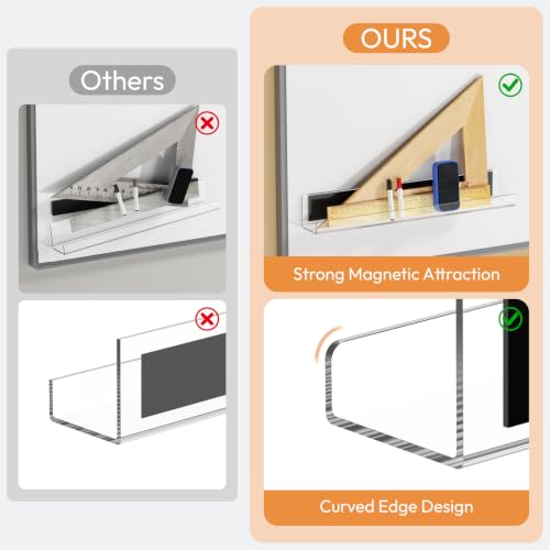 Carmanon Clear 2-Tier Magnetic Acrylic Book Shelf for Whiteboard - Reusable