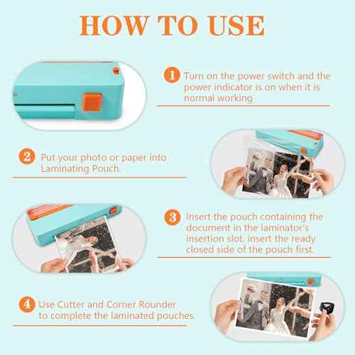 MECOLOUR Thermal Laminator Machine, A4 Laminating Machine, 110v, Comer Rounder, Paper Trimmer (Orange)