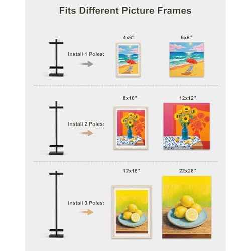 Adjustable Tabletop Easel Stand, Picture Easels for Display Up to 29" H, Metal Picture Frame Holder Stand Table for Art, Photo (Black)