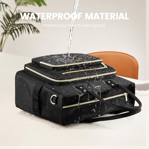 LOVEVOOK Laptop Tote Bag for Women With Large Cup Holder, Work Bags Teacher Nurse Computer Bag, 15.6 Inch Professional Briefcase Business Travel Large Purses Handbag, Diaper Bag With Multi-Pockets
