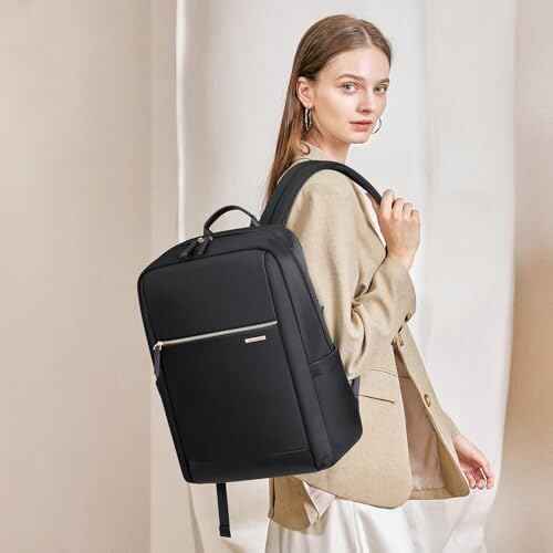 Laptop Backpack for Women - Business Travel Anti Theft Laptop Bag Backpack Water Resistant College Computer Backpacks for Men Women Fits 15.6 Inch Notebook (Black)