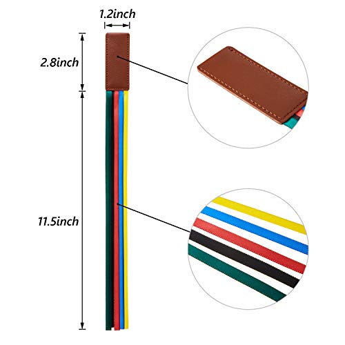 Outus Classic Leather Bookmarks with Colorful Ribbons, Set of 3, Yellow, Blue, Red, Green