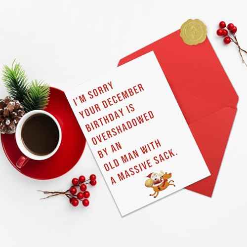 Funny December Birthday Card for Women Men, Happy Xmas Holiday Birthday for Best Friends, Hilarious Christmas Birthday Card Gifts for Him Her