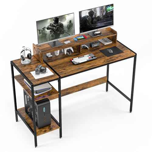 Gaming/Computer Desk£¬Home Office Desk with Monitor Stand, Writing Desk for 2 Monitors,Desk Adjustable Storage Space, Firm and Practical Small Desk£¬Modern Design Corner Desk (Vintage, 47")