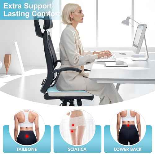 Thicken 19.7in Seat Cushions for Office Chairs,Ultra Large Dual-Layer Gel &Memory Foam Wheelchair Cushions for Long Sitting, Non-Slip Cover Chair Seat Pads for Office, Computer Desk,Car & Truck