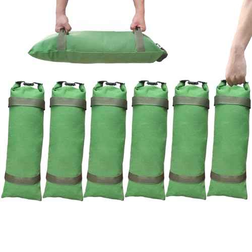 Flood Barrier Sand Bags 6Pcs Thickened Long Canvas Flood Protection Sandbags & Reusable With Insert Buckle Handle Sandbags for Emergency Flood Protection Fits Doors Garages Basement Counterweights (6)