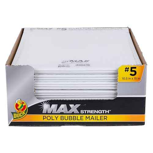 Duck Max #5 Poly Bubble Mailer, White, 10.5 inch x 15 inch, 25 Pack