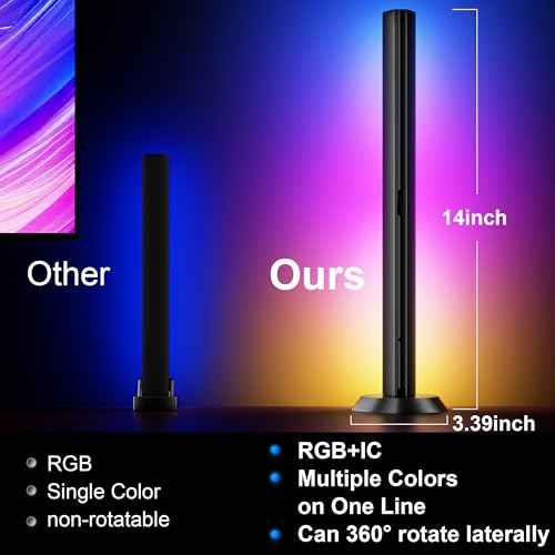 TJOY Smart LED Light Bars, 14 Inches TV Backlight with Music Sync and Scene, RGB Light Bar for Room, 60 Lumens, Gaming Desk Lighting, Ambient Lighting for PC, Game, Pictures, Room Decoration(Black)