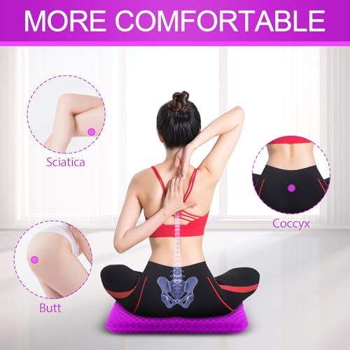 KYSMOTIC Gel Seat Cushion Large & Thick for Long Sitting - Black Cover with Rose Red Cushion