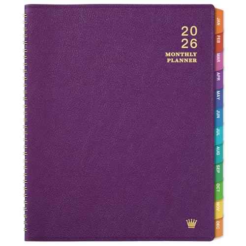2026 Monthly Planner - Jan. 2026 - Dec. 2026, 12 Months Calendar/Planner 2026 with Faux Leather, 8.86" x 11.4", 15 Notes Pages, Strong Twin - Wire Binding, Pocket, Monthly Tabs, Perfect Organizer
