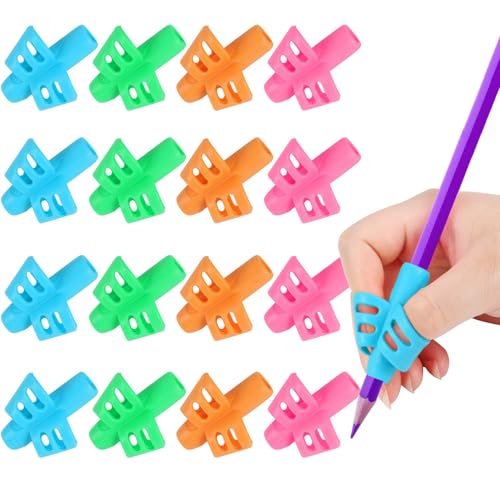 SANNIX 16 Pack Pencil Grippers for Kids Handwriting, Pencil Holder for Kids, Handwriting Grip, Ergonomic Training Pen Grips, Writing Tool for Toddlers, Preschoolers, Children